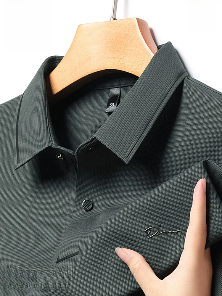 Шелковая рубашка-поло с длинными рукавами Дятел мужская осенняя деловая