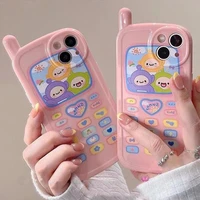 cute cartoon lovely old mobile phone pattern shockproof phone case for iphone 12 pro max 13 11 cover for iphone xs x xr 7 plus 8