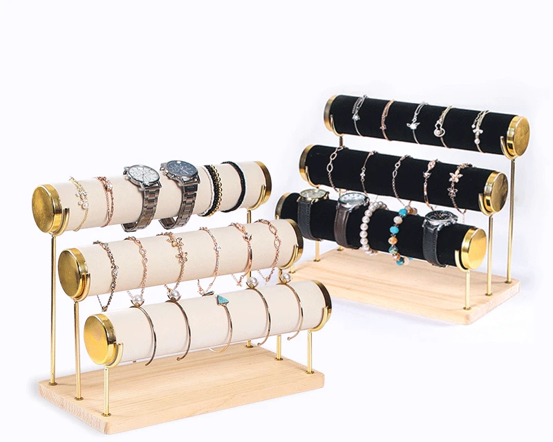 Velvet Bracelet Chain Watch T-Bar Rack Jewelry Hard Display Stand for Necklace Bracelets Anklets Organizer Watch Display Jewelry