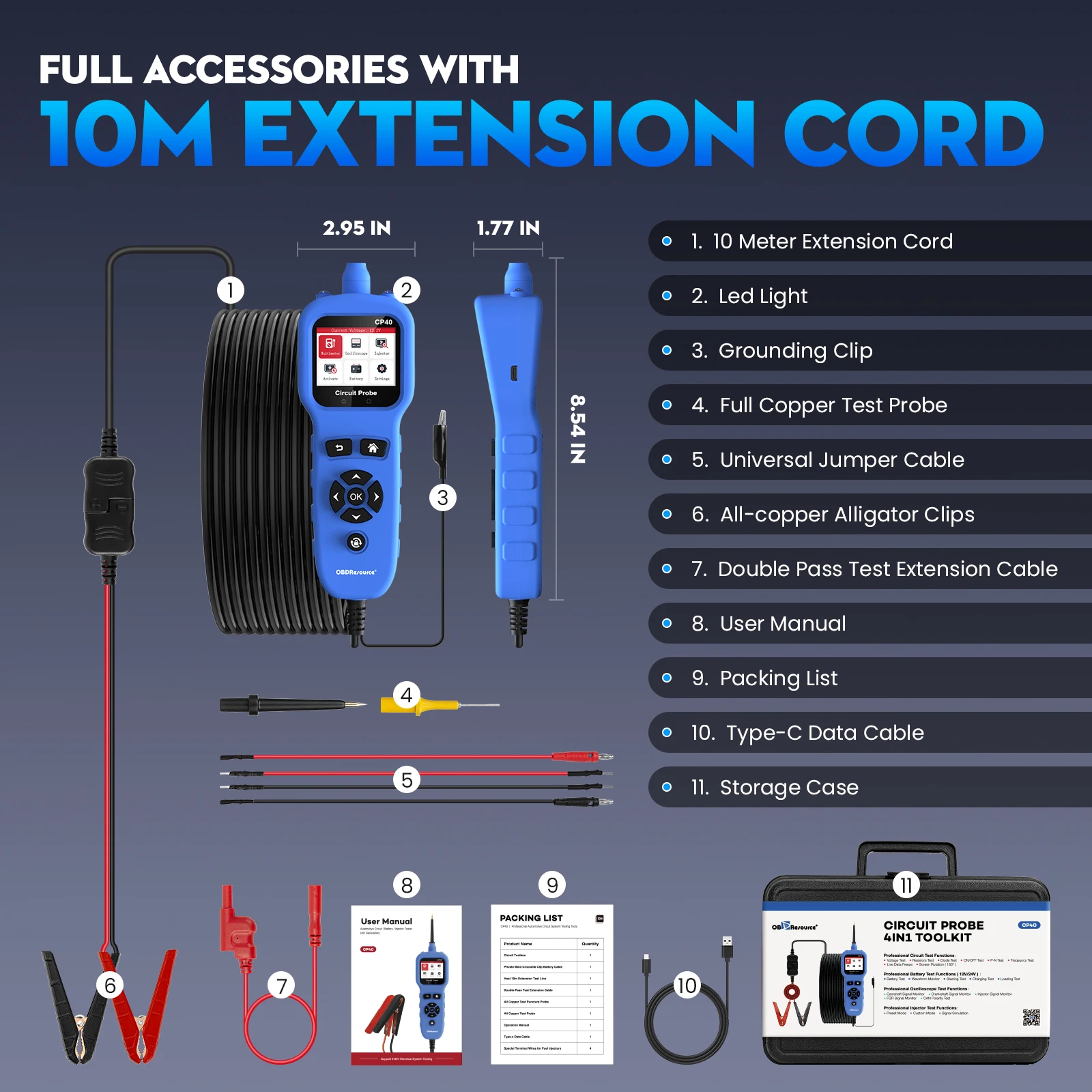 OBDResource CP40 4 в 1 автоматический тестер цепей комплект электрических тестовых
