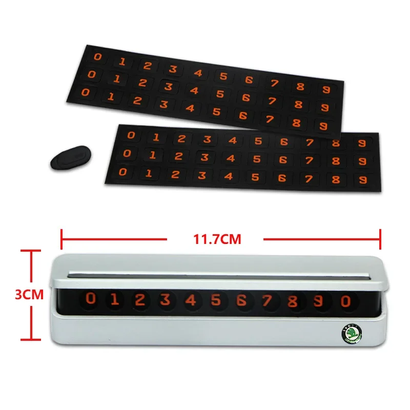 Car Temporary Parking Card Phone Number Plate For Skoda Octavia A5 A7 RS Fabia Superb Rapid Yeti Kodiaq Auto Accessories