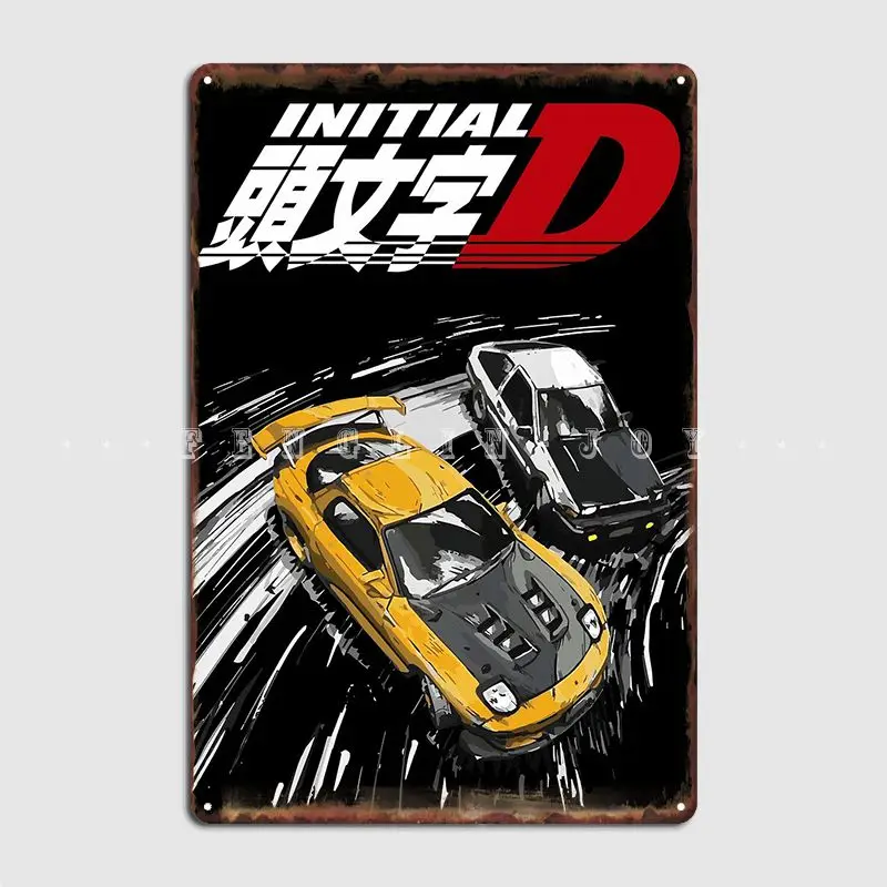 

Initial D Metal Sign Kitchen Cinema Garage Create Plaques Tin Sign Posters