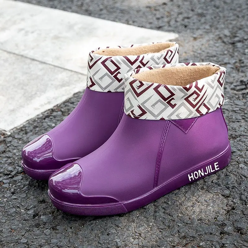 Брендовые женские дождевые ботинки водонепроницаемые ботильоны Нескользящие