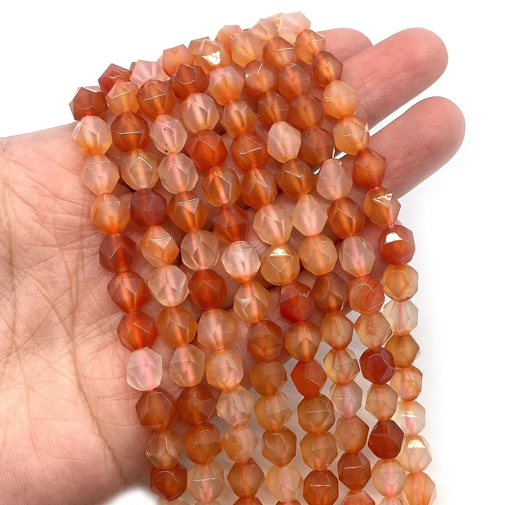 

Бусины из натурального красного агата для ожерелья, 6 мм, 8 мм, 10 мм, Граненые Круглые бусины для браслета, шармы для изготовления ювелирных из...