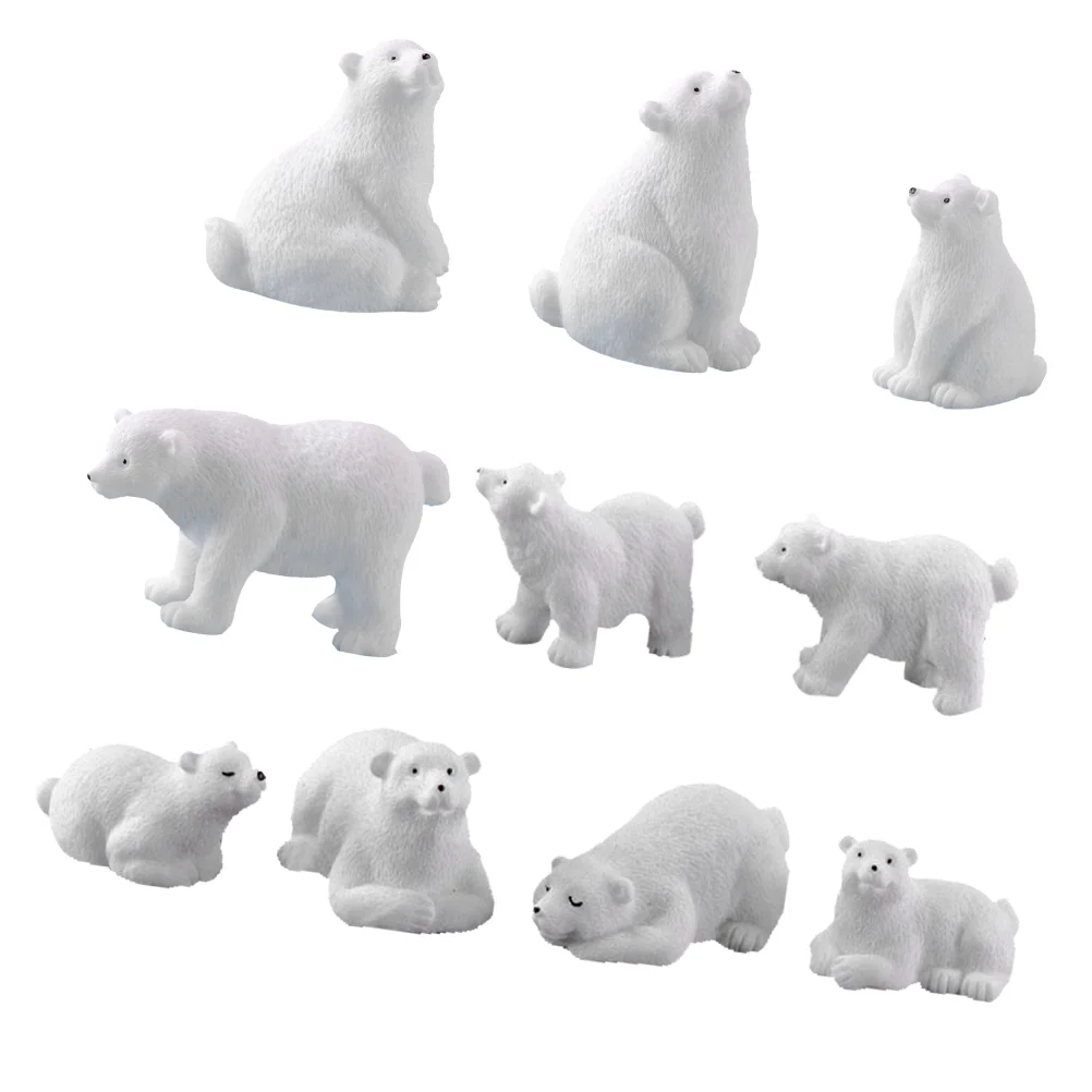 

10 Pcs Mini Toy Micro Landscape Decoration Gardening Ornaments Resin Accessories Polar Bear Model Adornments White Small