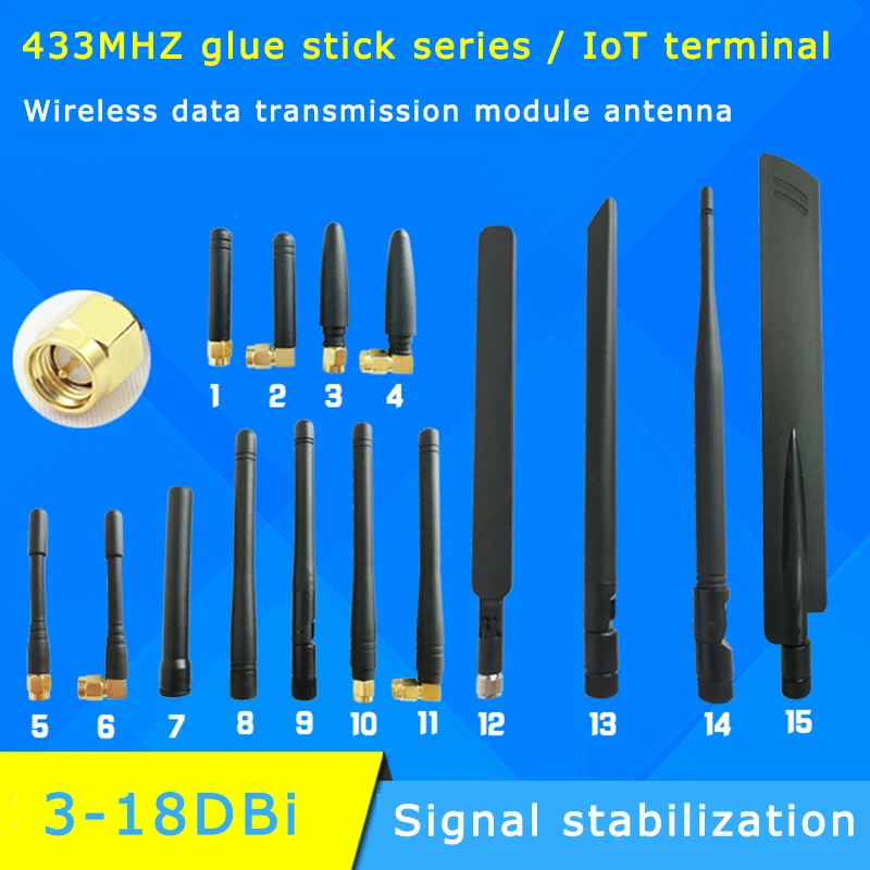 

Цифровой модуль передачи 433 МГц, антенна 3-18 дБ с высоким коэффициентом усиления 5-22 см, размер по выбору, кабель RG316, складная клеевая палочка, антенна SMA, штекер
