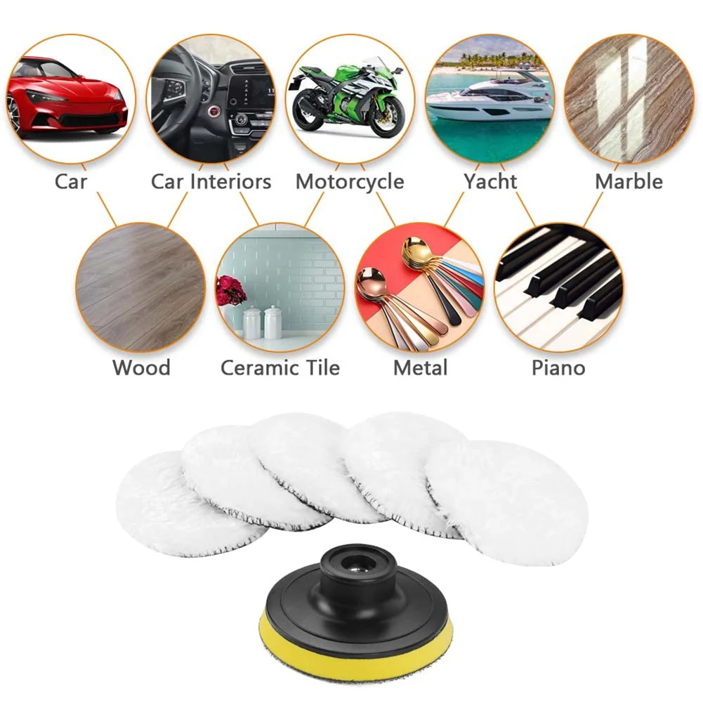 

8 In1 Buffing Pad Kit Wool Polishing Pads M14 Drill Adapter URAQT Polishing Pads For Glass Cleaning Home Auto Repair Grooming