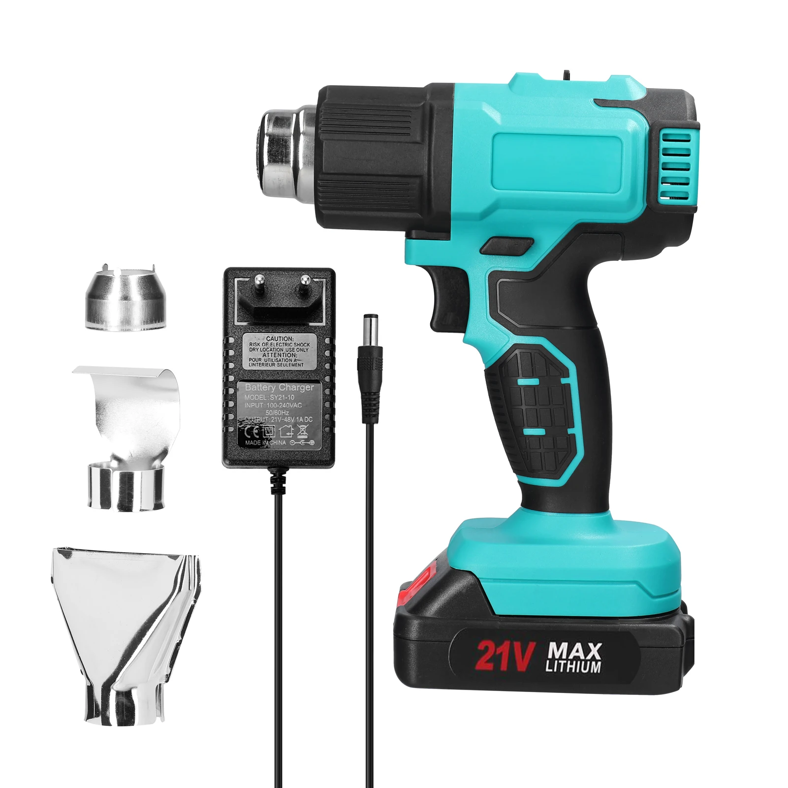 

300W 300-550℃ Two Level Temperature Lithium Portable Handheld Rechargable Cordless Hot Air Machine with Storage Box 3 Nozzles