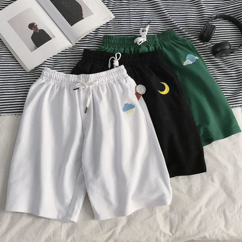 

Embroidery Women Casual Shorts 2022 Female Oversized Short Pants Elastic Waist Woman Sport Pants