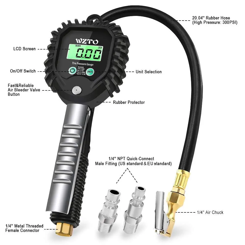 

Digital Car Truck Air Tire Pressure Iator Gauge LCD Display Dial Meter Vehicle Tester Tyre Iation Gun Monitoring Tool