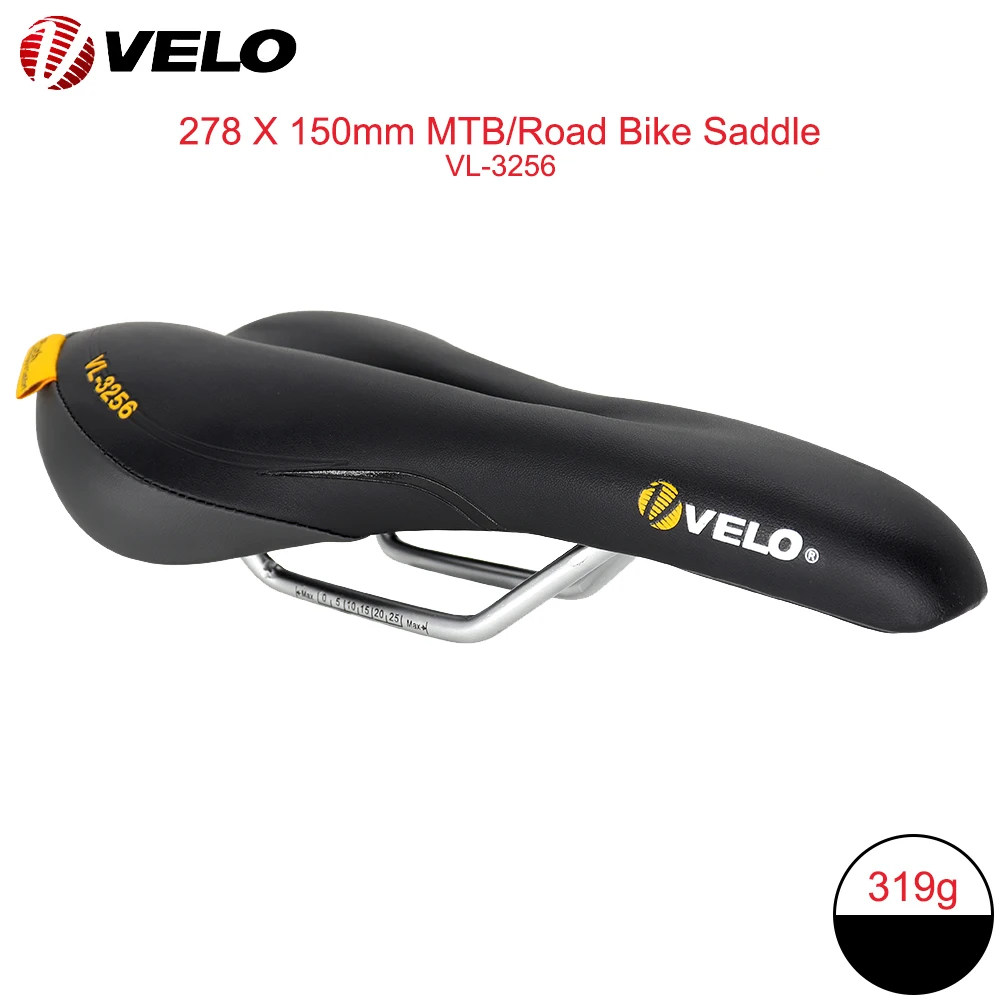 

VELO VL-3256 Saddle Hollow Breathable Comfortable Soft MTB Road Bike Steel Rail PU Leather Saddle Bicycle Cushion Cycling Parts