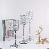creative crystal candlestick metal silver candle holders wedding party centerpieces candelabra home pillar holder decoration