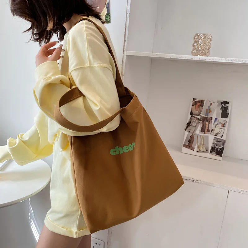 

Холщовая большая женская сумка-шоппер через плечо, эко-хлопчатобумажная ткань, женская сумка-шоппер, тканевая женская сумка-книга