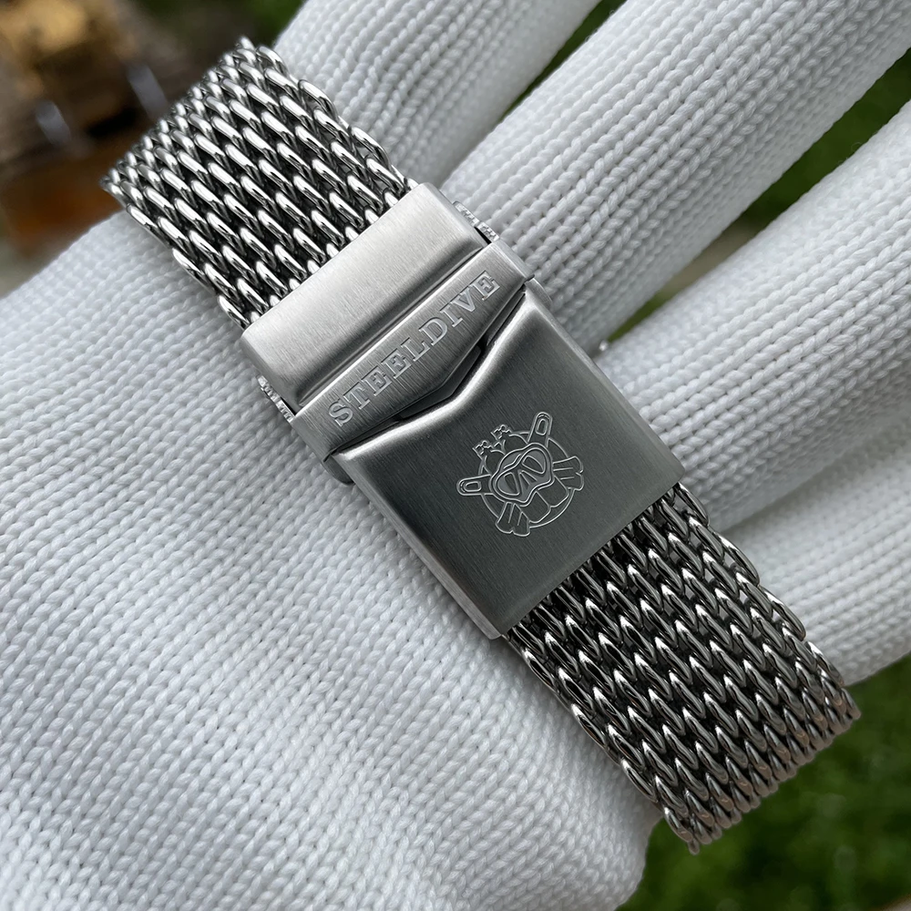 STEELDIVE SD1969 Mechanical Watches Milanese Stianless Steel Wristband Replacement Strap Width 22mm