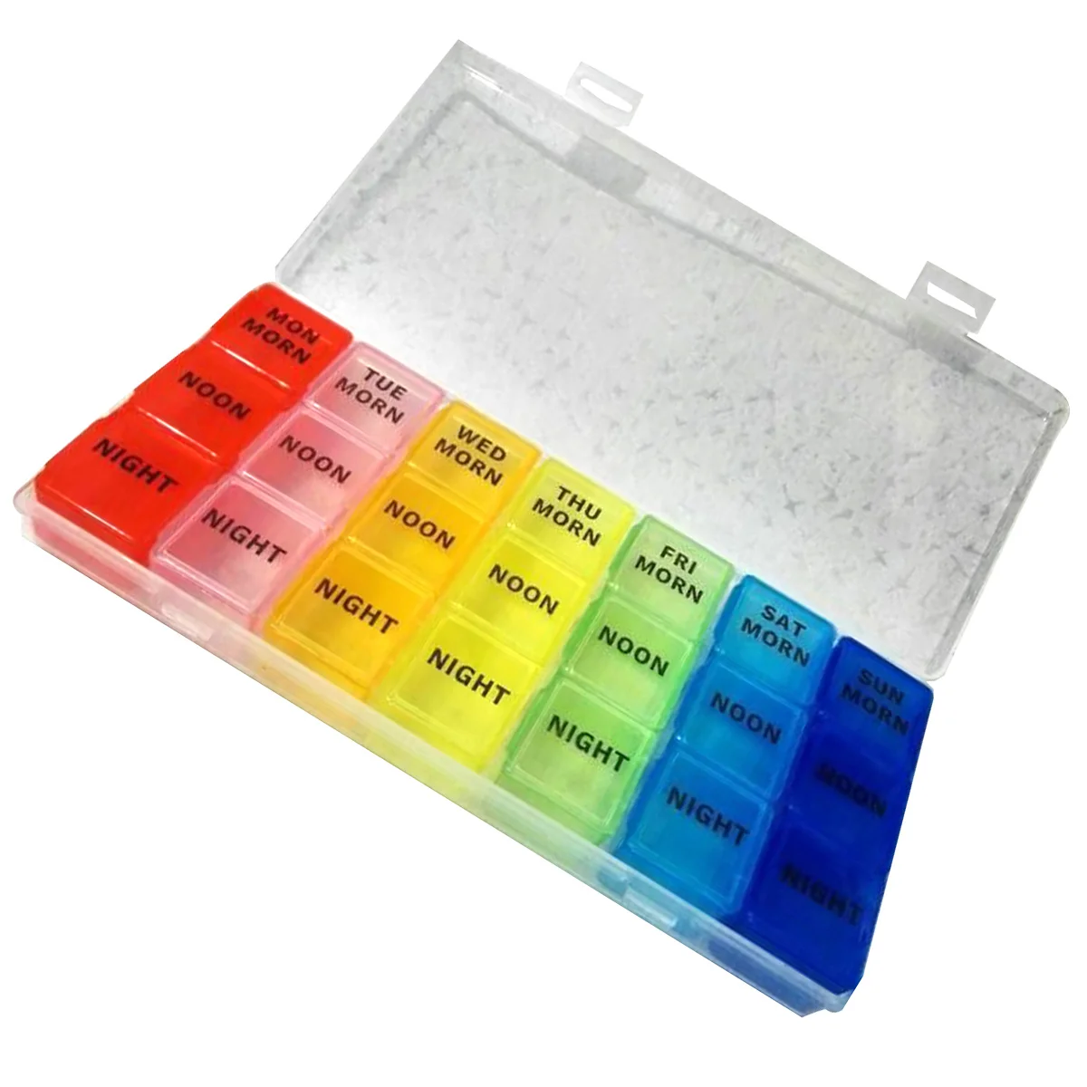 

1Pc Weekly Container Case 7 Day Slots Storage Box Colorful Organizer Box for Medications Supplements Vitamins