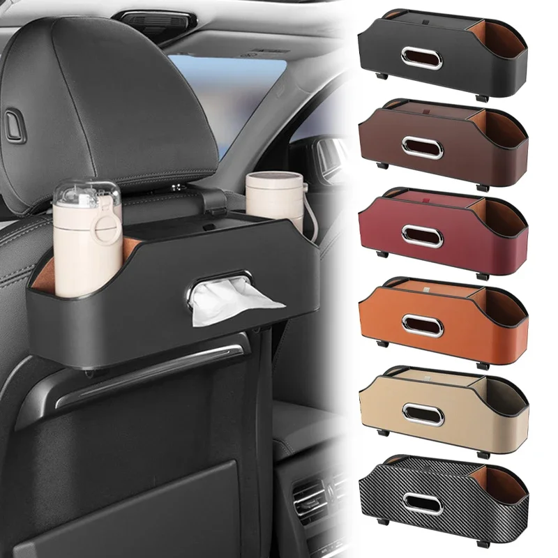 

Car Seat Back Storage Box Tissue Box Under Seat Auto Back Seat Paper Bag Place Water Cup Holder Hanging Hook Organizer