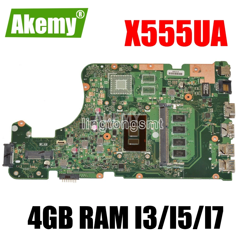 

X555UA motherboard 4GB RAM I3/I5/I7 For Asus X555 X555U X555UA X555UV laptop motherboard X555UA mainboard X555UA motherboard