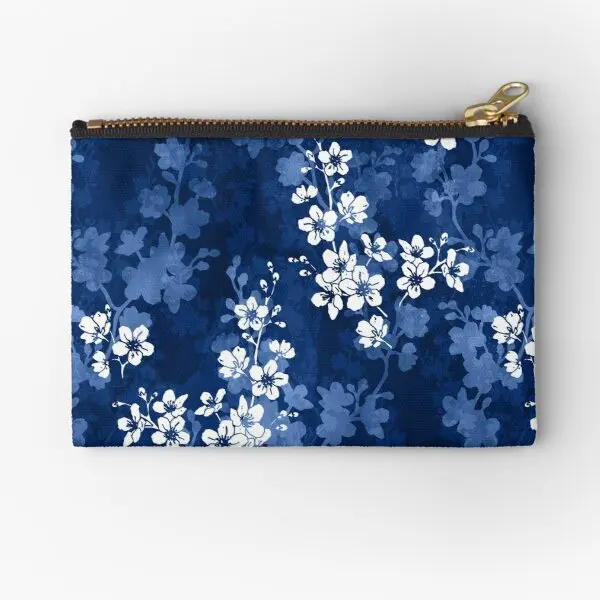 

Sakura Blossom In Deep Blue Zipper Pouches Bag Women Men Small Pure Money Storage Underwear Socks Wallet Cosmetic Packaging