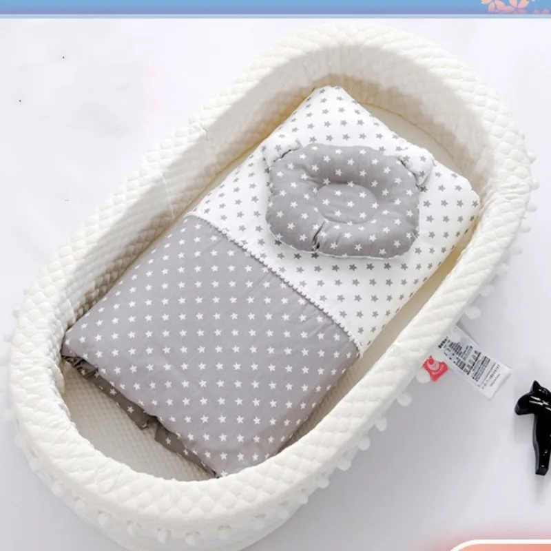 

Детская кроватка-гнездо с подушкой, портативная кроватка для путешествий, Детская Хлопковая люлька, съемная моющаяся хлопковая люлька для новорожденных девочек и мальчиков