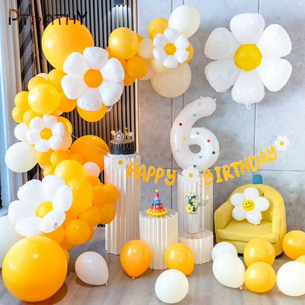 

Daisy Foil Balloon Garland Arch Kit Smiley Sunflower Helium Balloons Girl Princess Birthday Party Wedding Decoration Baby Shower