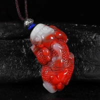 natural chicken blood hand carved brave troop jade pendant fashion jewelry mens and womens color brave troops jade necklace