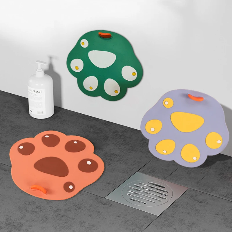 

Bathroom Sewer Anti-blocking Deodorant Gasket Cover Seal Cover Cartoon Cat Claw Silicone Floor Drain Pad Kitchen Sink Filter