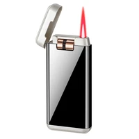2022 electronic induction inflatable lighter windproof metal roller touch gold fashion dual battery lighters