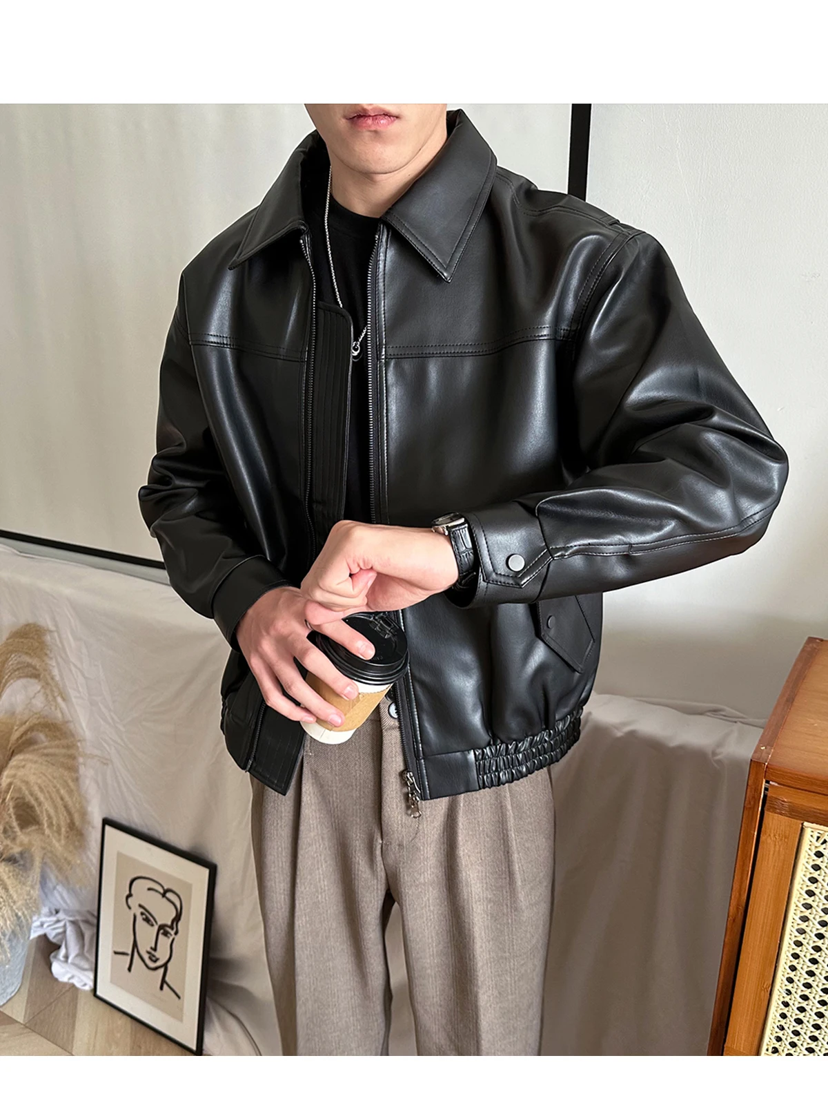 Новинка 2024 весенне-осенняя мужская мотоциклетная кожаная куртка верхняя одежда