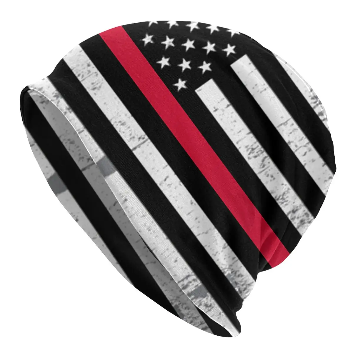 

Thin Red Line Firefighter Flag Beanie Bonnet Knit Hats Hip Hop Unisex Adult Patriotic USA Warm Winter Skullies Beanies Caps