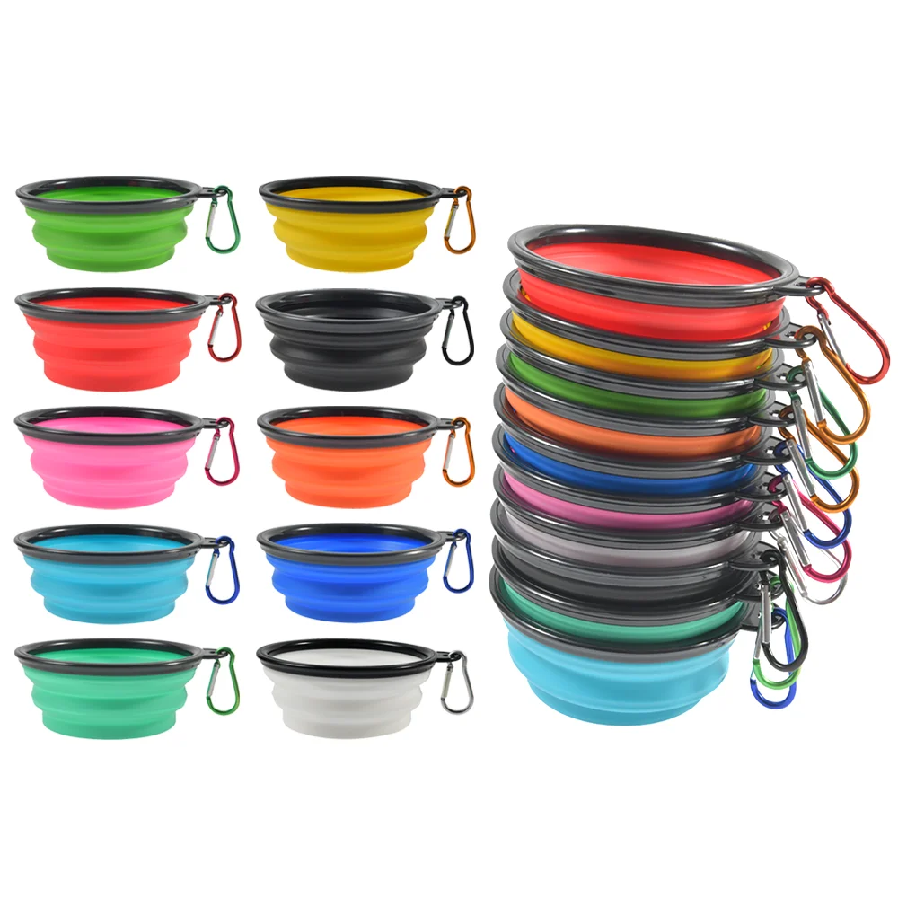 350ML 1000ML Portable Foldable Cat Bowl Dog Basin Outdoor Travel Portable Silicone Pet Bowl