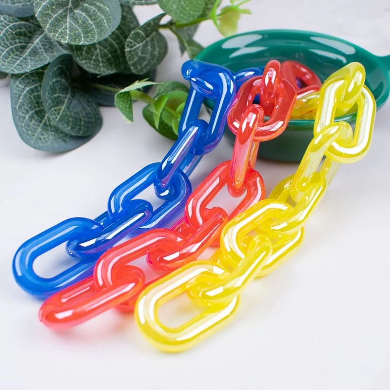 

Цепочка акриловая в сборе желеобразного цвета для сумки «сделай сам», аксессуары для ювелирных изделий, пластиковая пряжка, 20 х31 мм