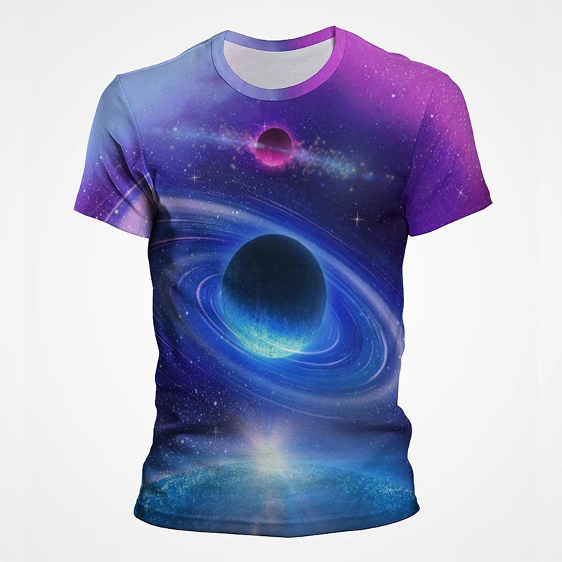 

Summer Short Sleeve 3D Print T-shirt Space Universe Starry sky Galaxy Milky Way Earth T shirt Men Women Children Casual Cool Tee