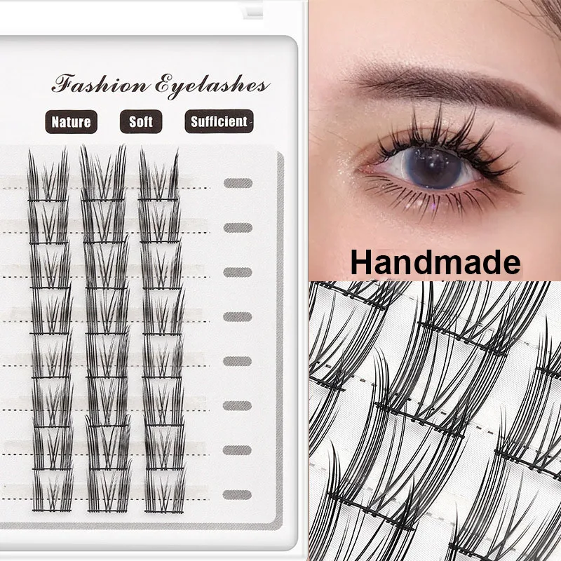 

8rows individual lashes natural mink hair fluffy Segmented self grafting eyelashes faux cils cosplay manga cluster false eyelash