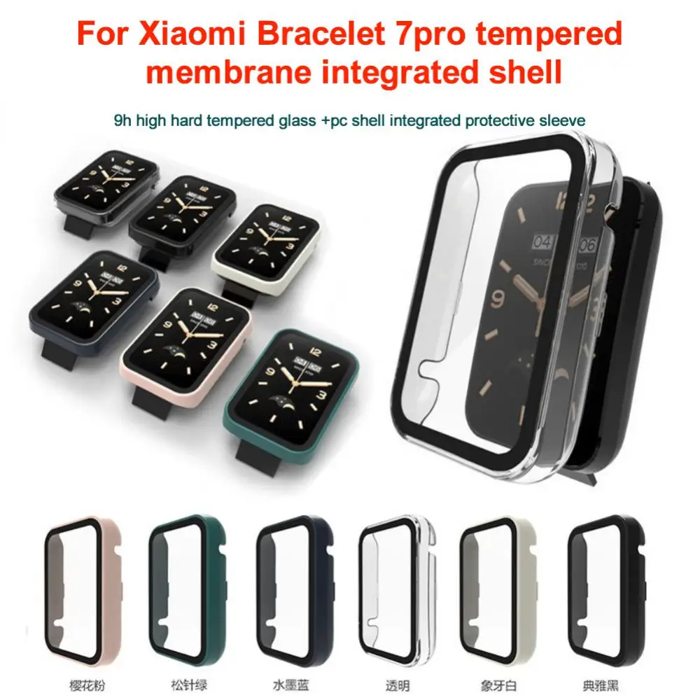 

Чехол из поликарбоната с полным покрытием для Xiaomi Mi Band 7 Pro + стекло для Xiaomi Mi Band 7 Pro Защита экрана для Mi band 7 pro защитный чехол