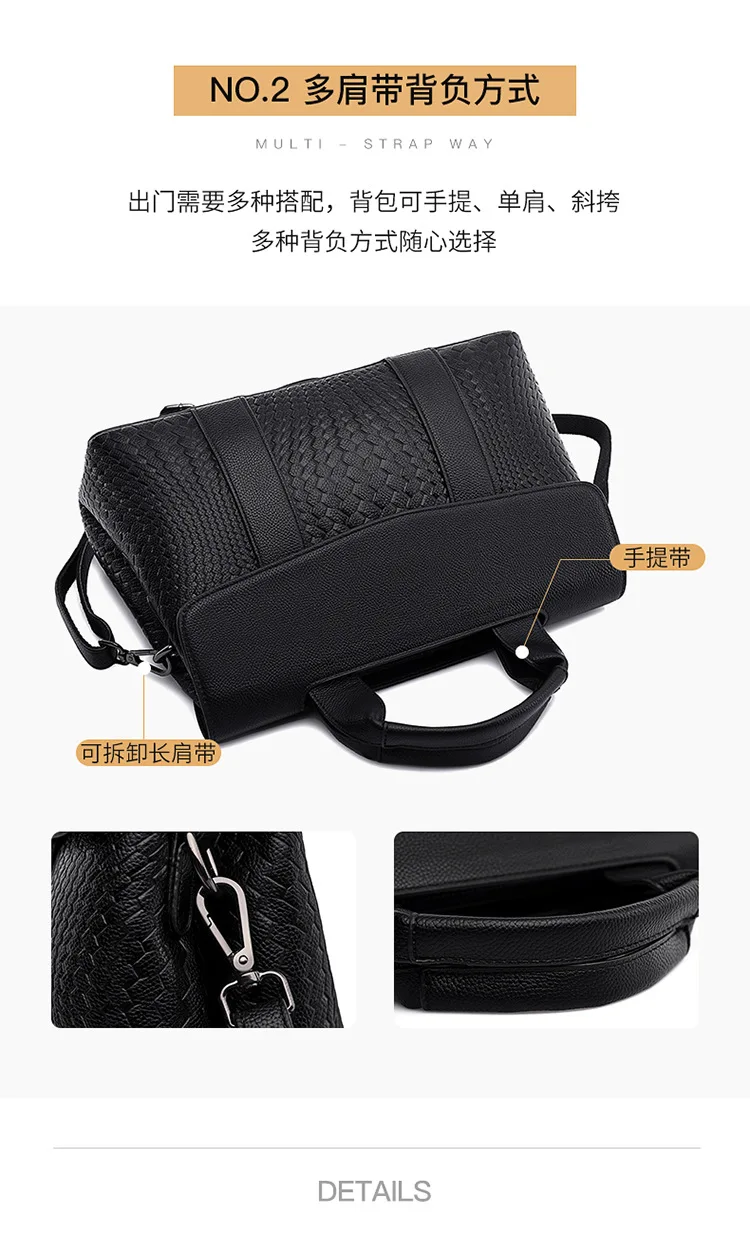 New PU Leather Briefcase Women Embossed Handbags Large Capacity Ladies Fashion  Shoulder Messenger Bags Portable