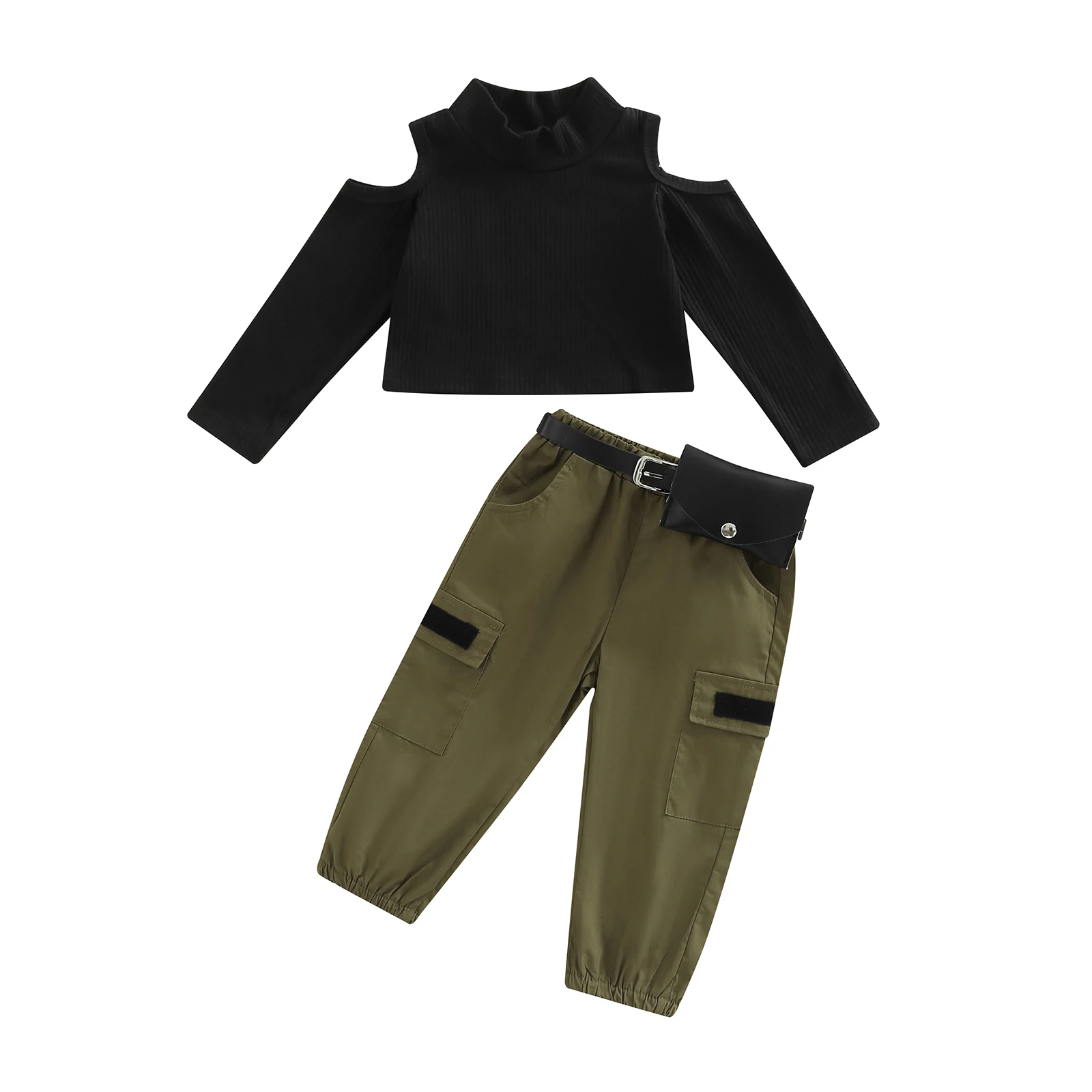 Одежда для маленьких девочек наряд однотонные Топы с длинным рукавом и открытыми