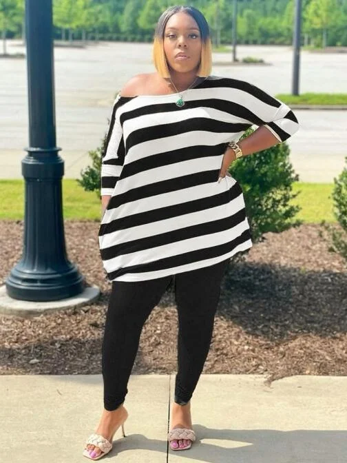 

Женский спортивный костюм Zoctuo, повседневный костюм с полосатым принтом, с открытыми плечами и длинными рукавами, короткий топ и штаны