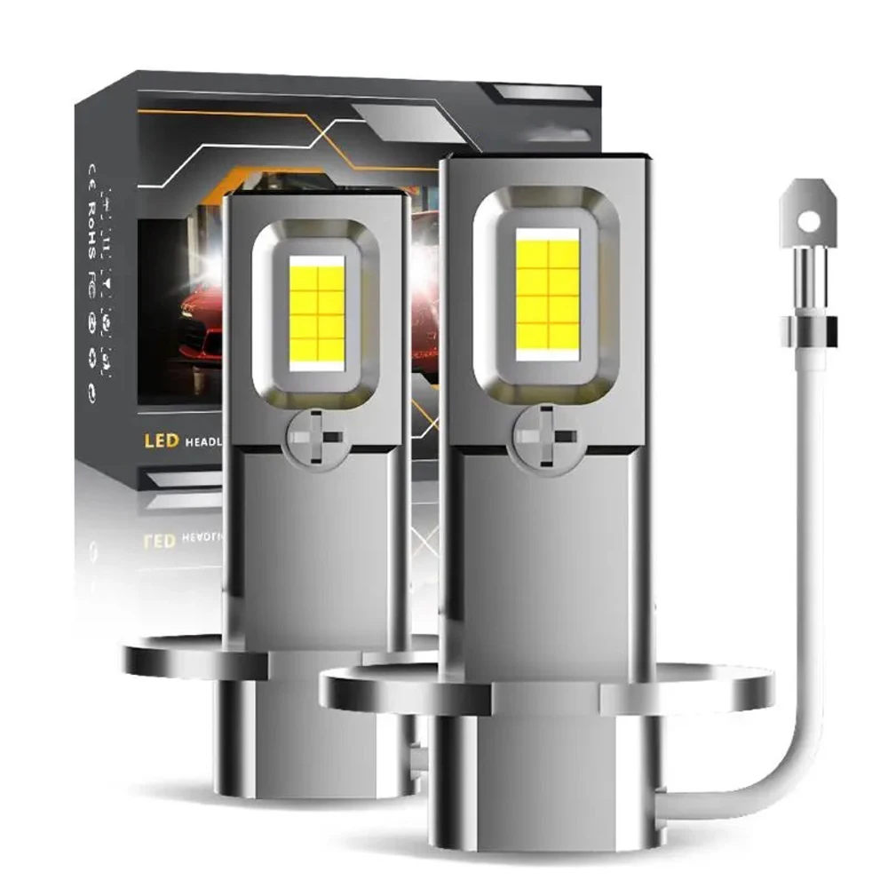 

2 шт. мини H1 H3 светодиодная лампа для фар 50 Вт 20000LM CSP для автомобильных фар безвентиляторный свет автодиодные противотуманные фары 12 В 6000 К автомобильные