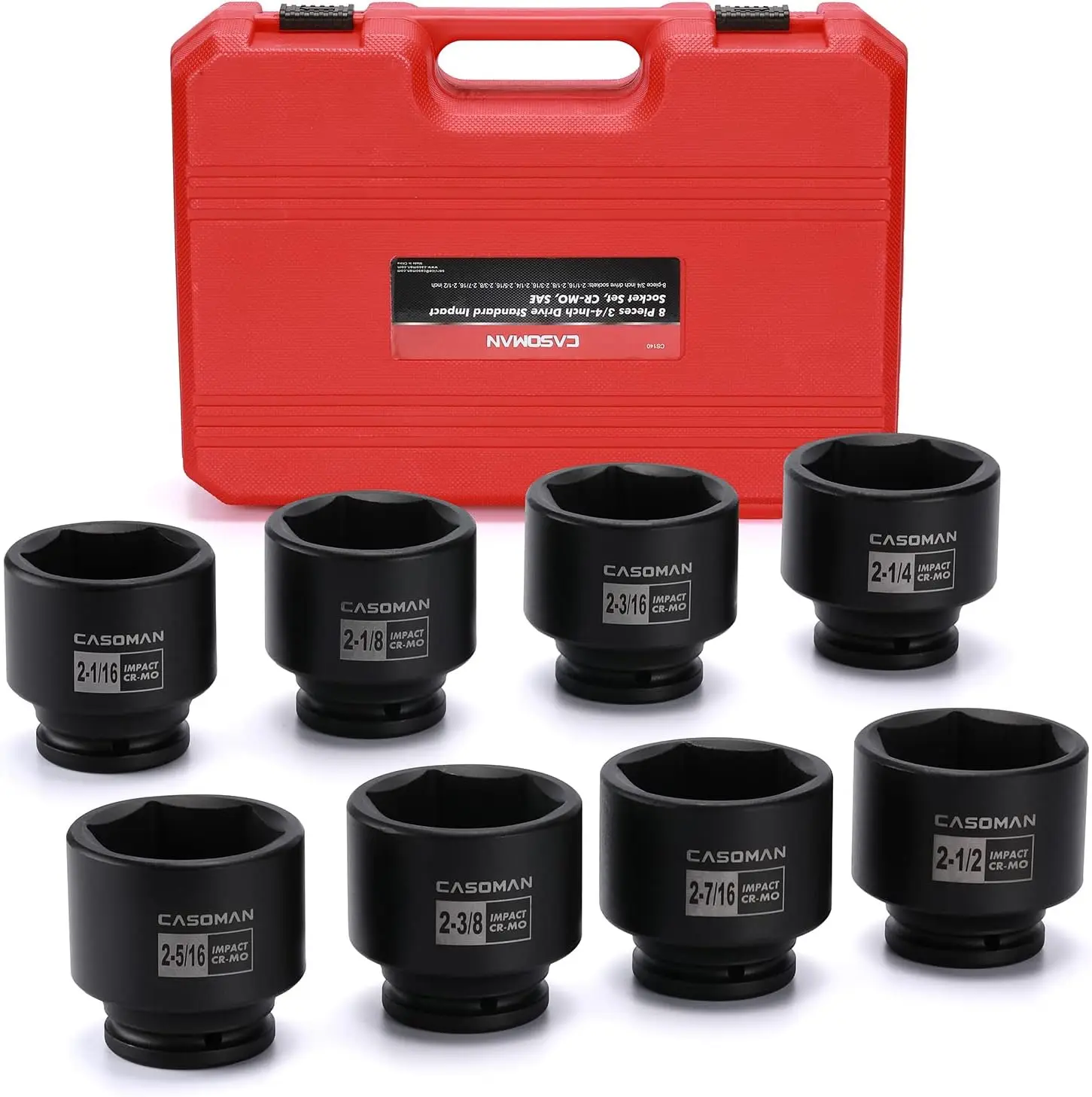 

Drive Spindle Axle Nut Socket Set, 6 Point, CR-MO,2-1/16" to 2-1/2", 8PC Large Socket Set, Heavy Duty Use In Removing