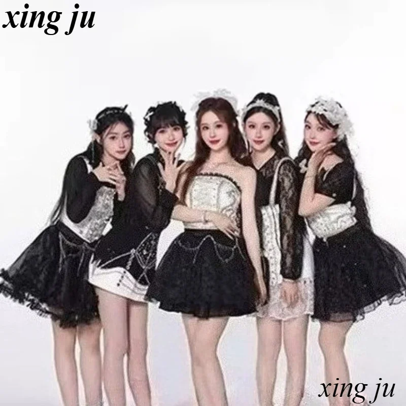 Сценические костюмы для K-pop исполнителей: сексуальное платье принцессы с кружевной шнуровкой для вечеринок, концертов, джазовых выступлений и танцев (корейский стиль) (art.: 3920d8f6575ec) - 3920d8f6575ec