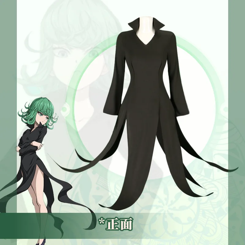 Фото One Punch Man Tornado of Terror Senritsu No Tatsumaki Косплей Костюм Парик Черное Платье Женский Наряд Девушки Хэллоуин Комплект Для Взрослых №3