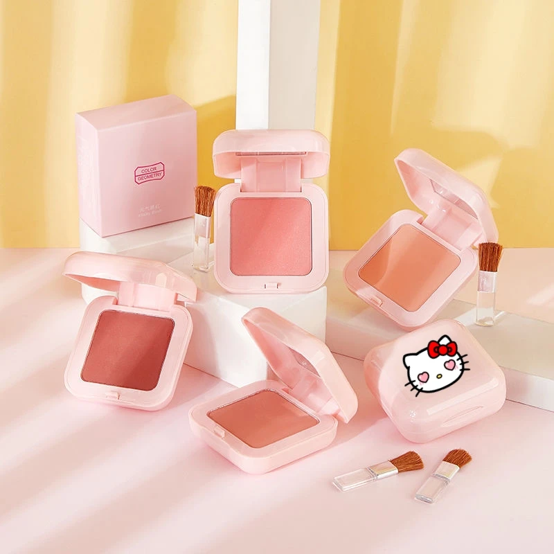 

Румяна Kawaii Hello Kitty для девочек, модная косметика, ежедневные принадлежности, румяна для студентов, контурные тени, румяна для щек, косметический подарок