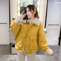 womens winter lamb wool coat short padded jacket parka jacket warmth free shipping korean fashion loose wholesale slim fit new
