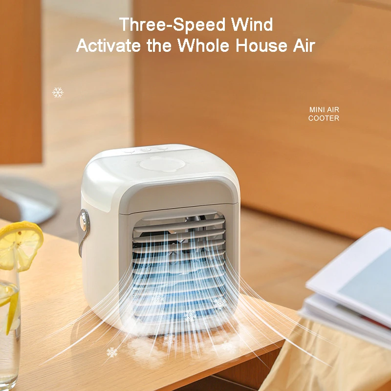 

2023 Portable Fans Desktop Air Conditioner USB Rechargeable Ice Fog Refrigeration Mini 3 Speeds Mute Digital Display Cooling FAN