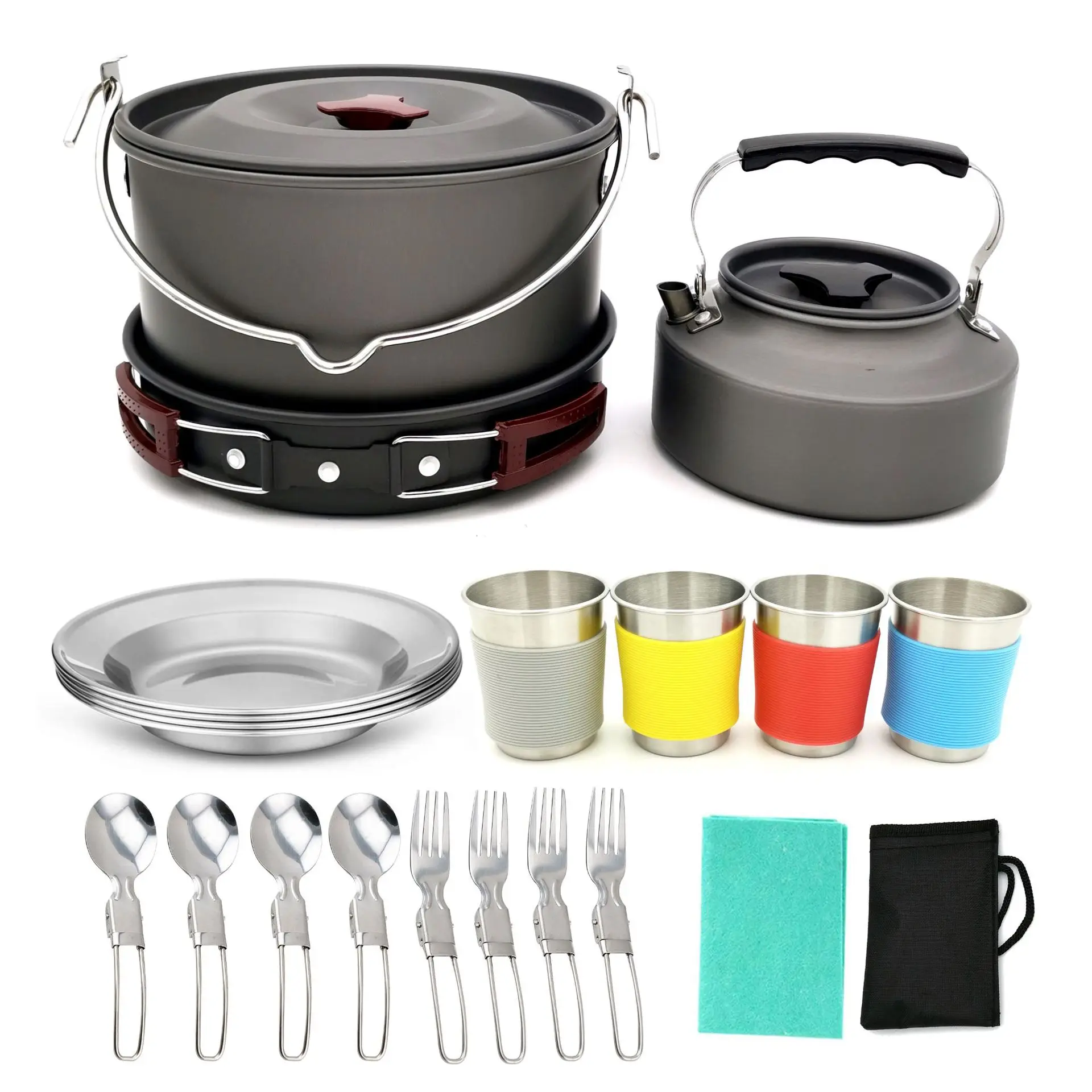 

22Pcs High Quality Hot Selling Camping Cookout Set Portable Camping Cookware Stove Aluminum Pot for Hiking Picnic Travelling