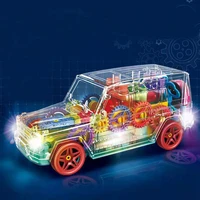 mercedes benz model car transparent light music mechanical gear toy car led flashing universal gear toy car educational gifts