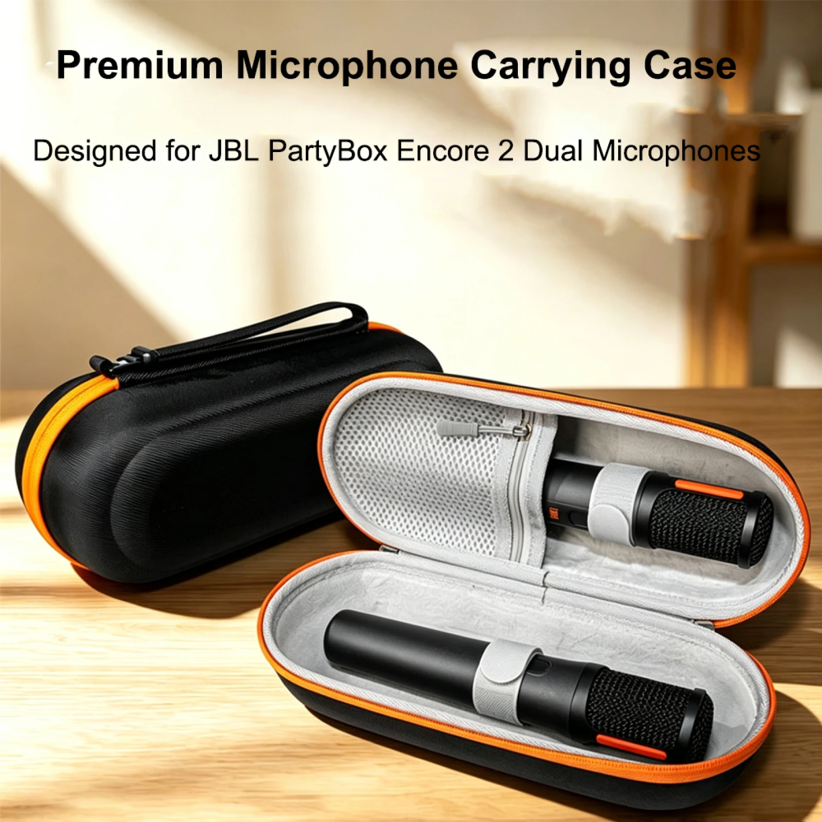 Фото Чехол для двух микрофонов JBL PartyBox Encore 2, жесткий портативный дорожный кейс с ручкой, ударопрочный, влагозащищенный, черный №2