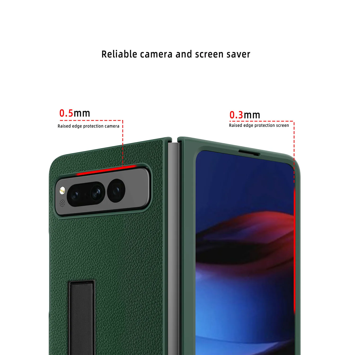 Luxury Litchi Carbon Fiber Pattern Leather Holder Cover For Google Pixel Fold PixelFold Kickstand Bracket Armor Back Case