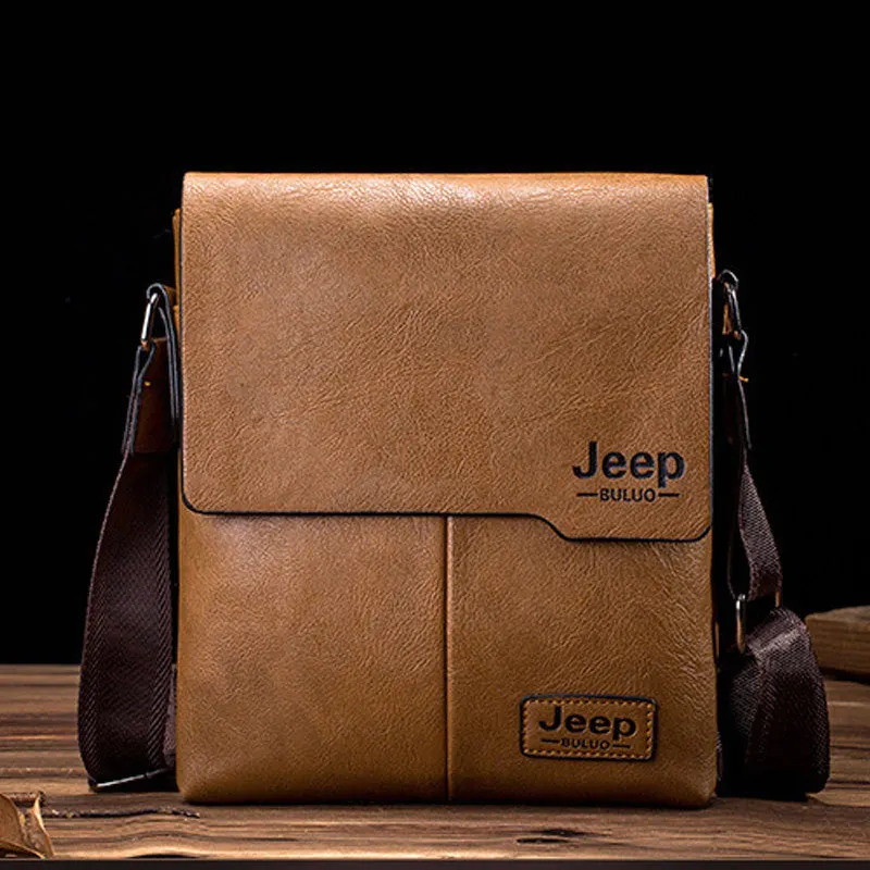 JEEP BULUO Luxury Brand Man Bags Leather Shoulder Bag For Men Business Messenger Crossbody Bag Male Fashion Casual Handbag