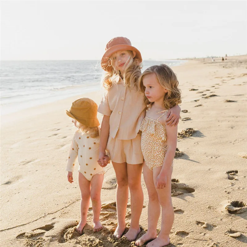 Летние Купальники RC для маленьких девочек бикини и цельный комплект брендовые